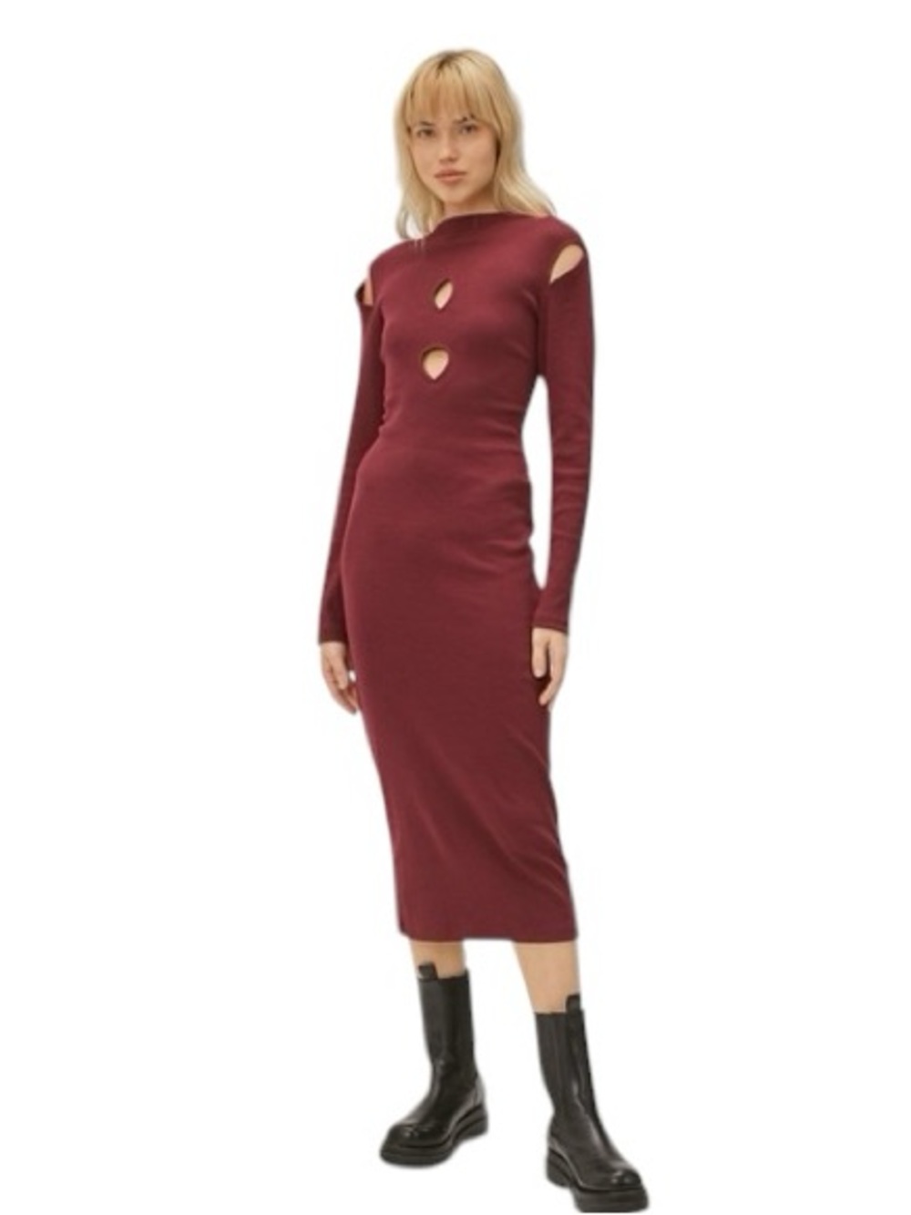 Nasty Gal Ribbed Keyhole Cutout Midi Dress